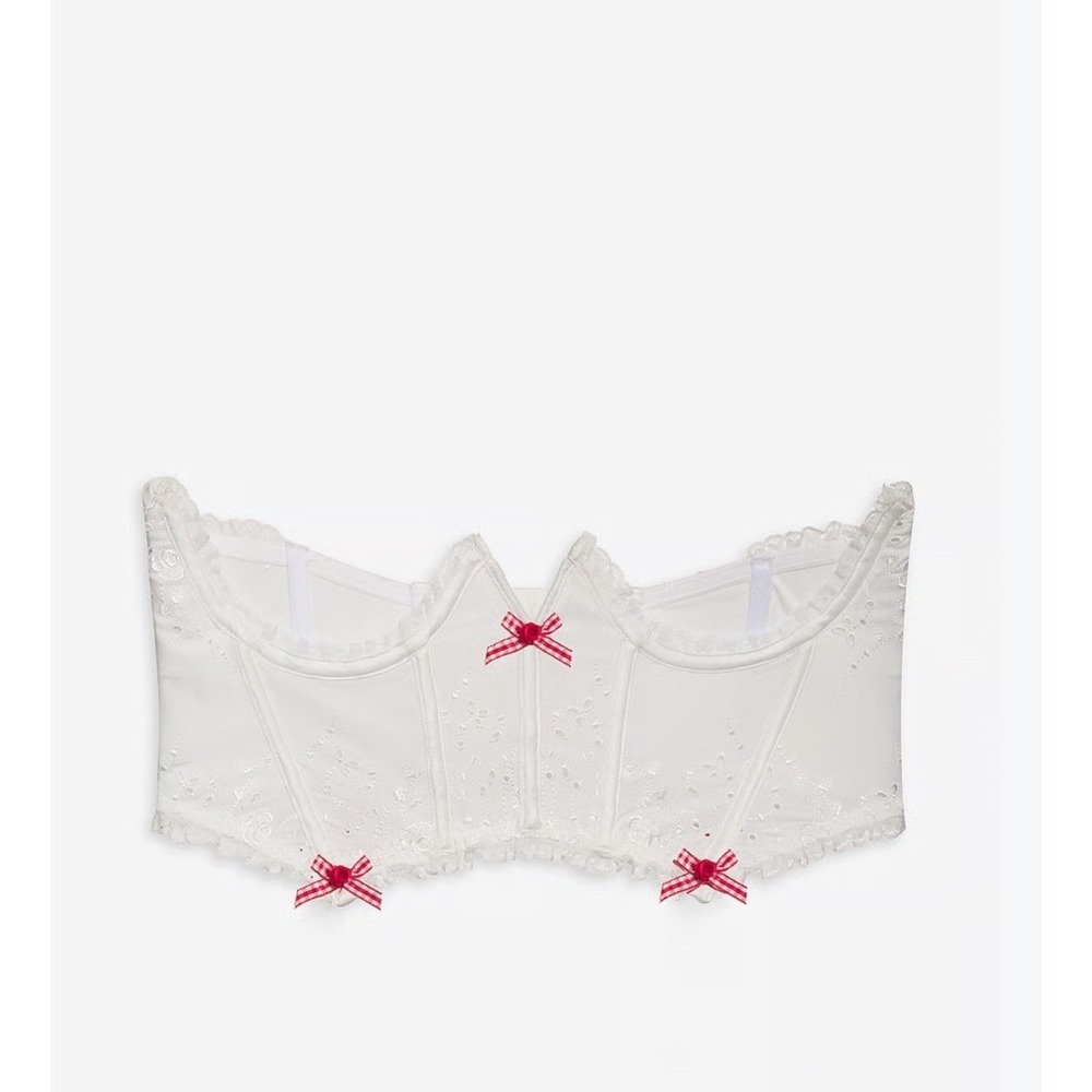 NEW! For Love & Lemons Victoria's Secret Violetta Corset White Rose Eyelet Top L